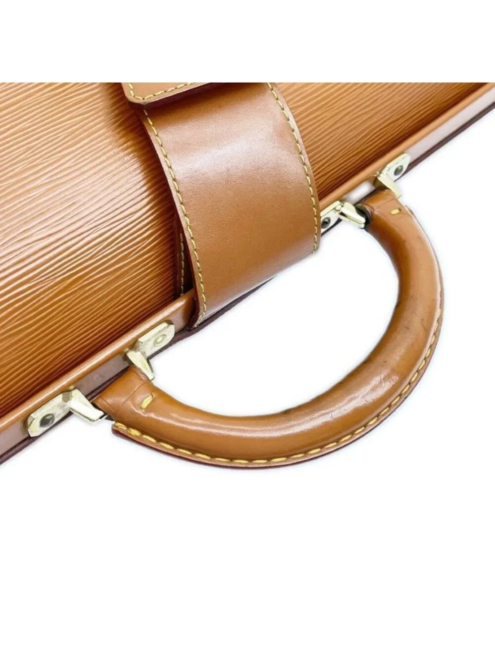 Louis Vuitton Business Bag Epi Serviette Fermoir with Key Solid Brown